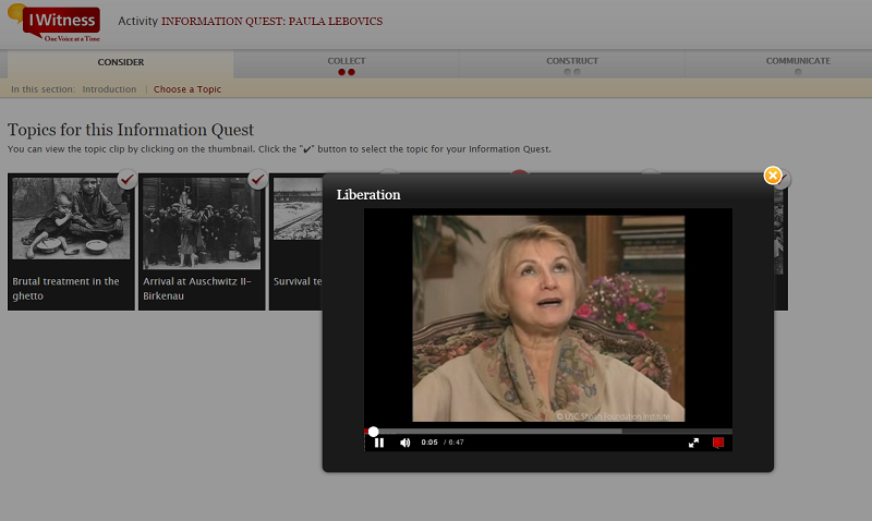 A screen grab from the Information Quest: Paula Lebovics 