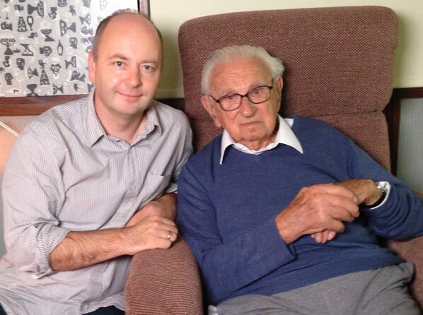 Stephen Smith and Nicholas Winton at the recording of his interview to be preserved in the Visual History Archive. 