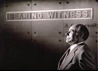 William Morgan in front of the wall entering into the core exhibit of the Holocaust Museum Houston in 1997. Photo by Nick Del Calzo.