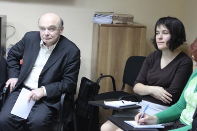 Holodomor historian Stanislav Kulchitsky; and Institute Regional Consultant in Ukraine, Anna Lenchovska.