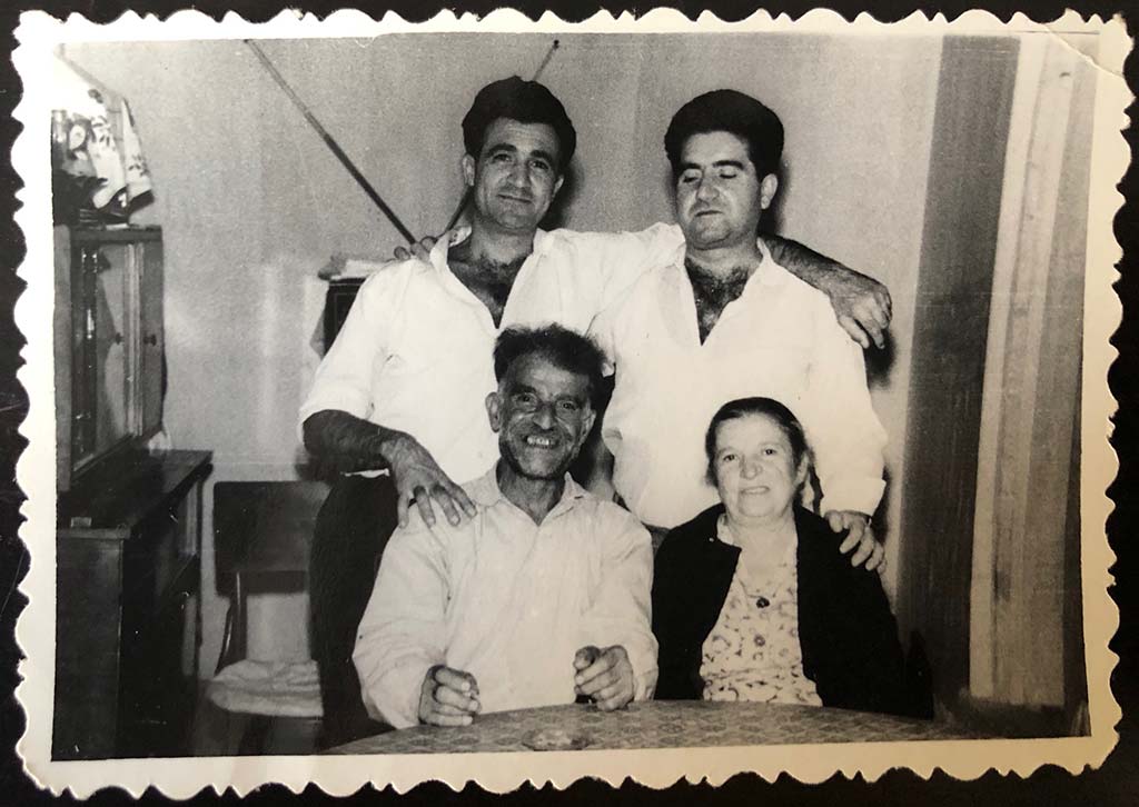 Mary Antekelian with her husband Yeghia and her first cousins, Levon and Avetis Belamjian.