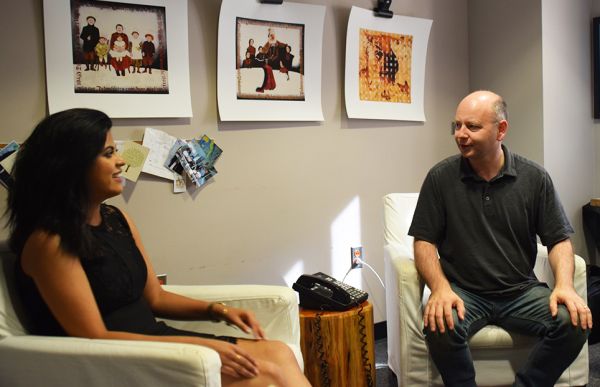 Rini Sampath meets with Stephen Smith to dicuss racial intolerance at USC. Rini Sampath meets with Stephen Smith to dicuss racial intolerance at USC.