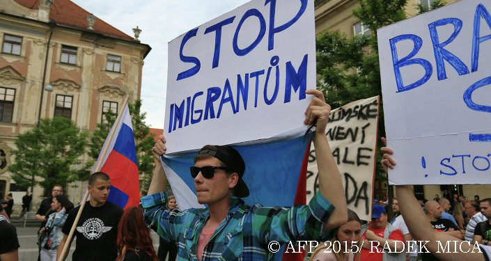 Anti-immigration protests in Czech Republic. 