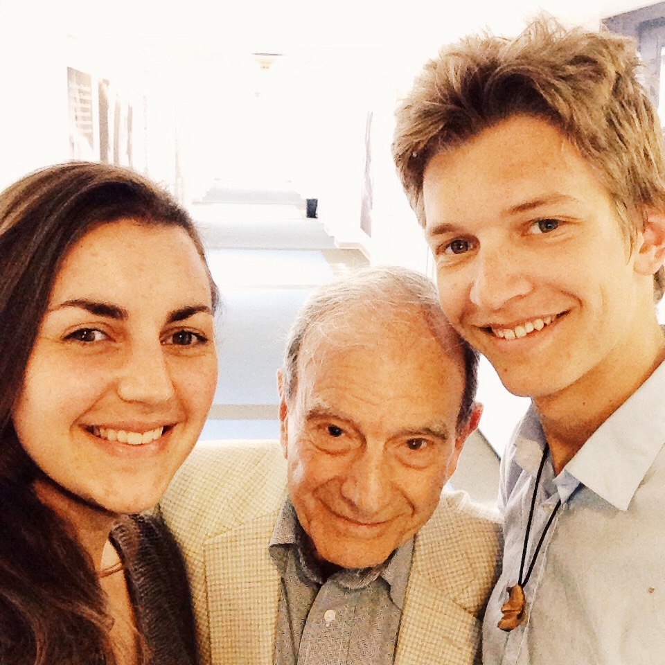 L-R Myself Marina, with Holocaust survivor Dario Gabbai and Austrian Intern Sebastian.