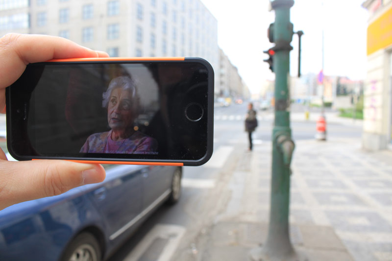 Testimony from the Visual History Archive being watched part of an IWalk in Czech Republic