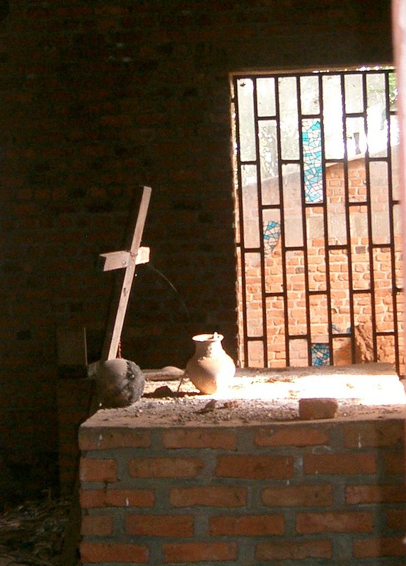 Inside of a ruined church that was the site of mass murder during the Rwanda Genocide. 