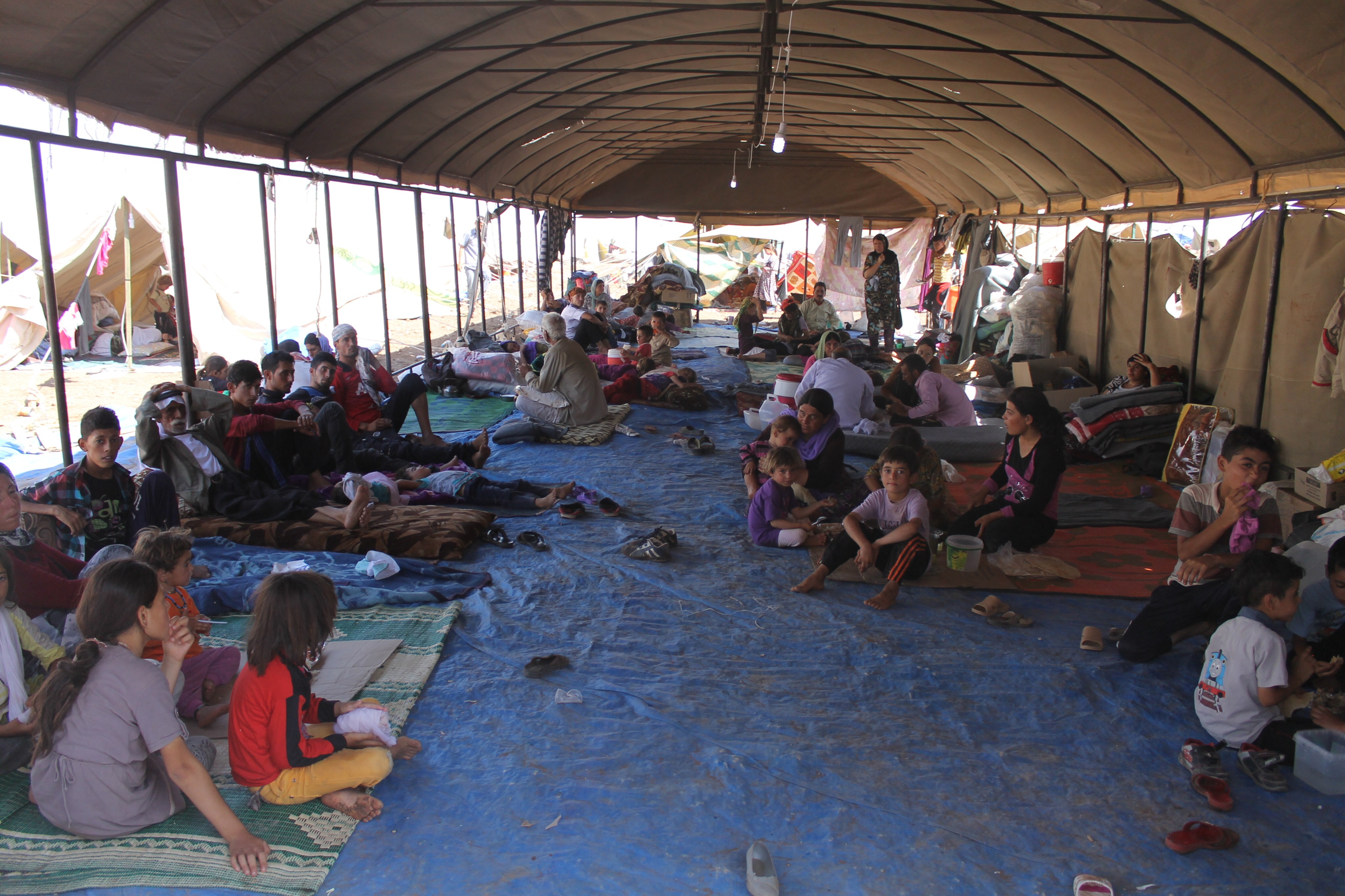Yazidi refugees on Mount Sinjar in August 2014. 