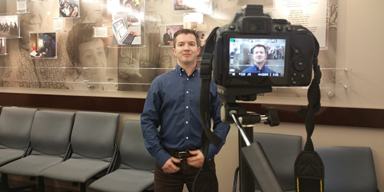 USC researcher Dr. Glenn Fox records a Begins With Me video