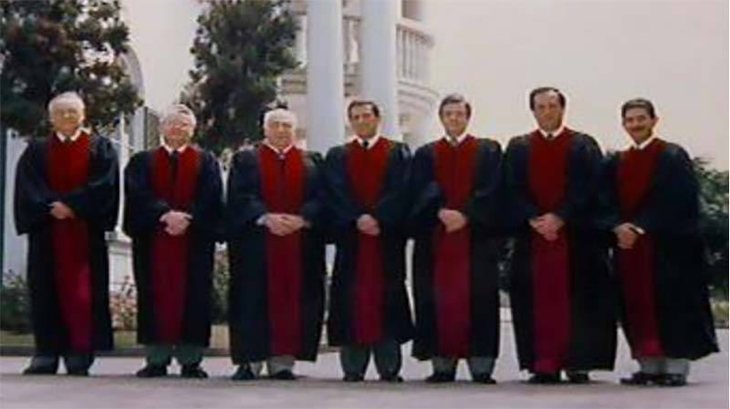 Thomas Buergenthal (second from left) with the six other members of the Inter-American Court of Human Rights. He served on the Court from its establishment in 1979 until 1991.