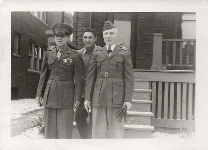 Galust Moloian, left, poses with his son and friend in Detroit in the 1950s, wearing the Russian Army uniform he wore when he served in General Andranik’s Armenian Unit following WWI.
