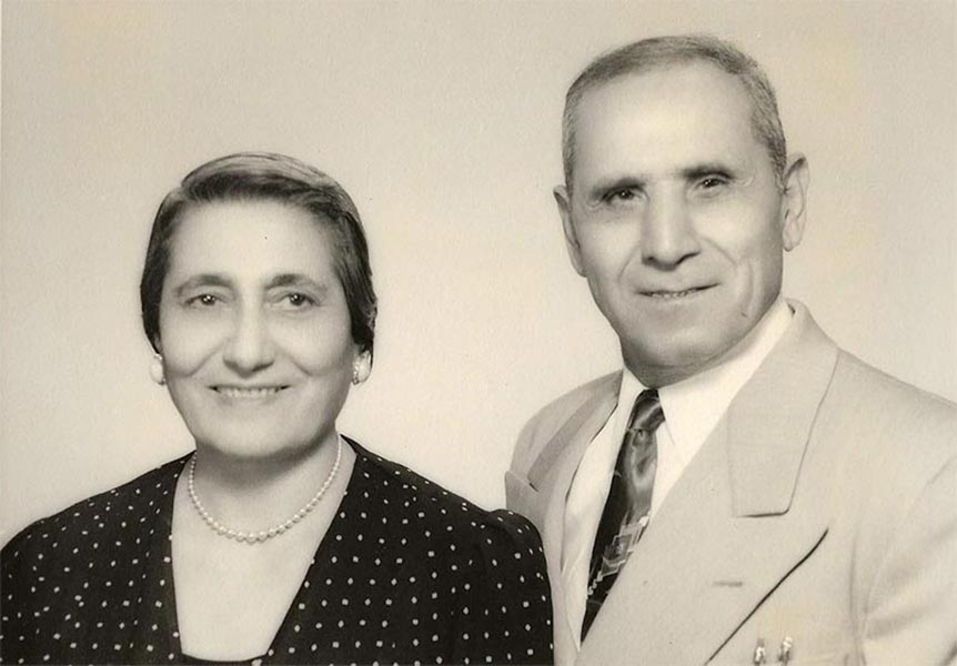 Galust Moloian and his wife, Helen. His first wife, Aghavi, died during childbirth after they arrived in the United States.