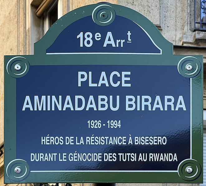 In November 2021, Paris named a street in honor of Aminadab Birara, who led the resistance in Bisesero.  Bisesero is remembered as one of the bloodiest sites of the Genocide Against the Tutsi in Rwanda, and a scene of the strongest resistance. 