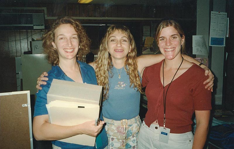 Kim Simon (far right) with Karen David and Berty Hecht on the Universal backlot in Los Angeles, CA, mid-90s.