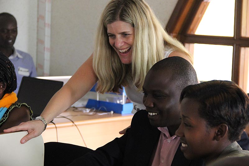 Kim Simon at an IWitness training with educators in Rwanda, 2013.