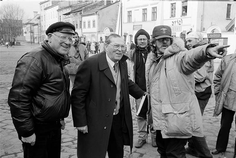 Producer and Holocaust survivor Branko Lustig; Leopold Pfefferberg (Page), a Schindler Jew whose story inspired the book; and director Steven Spielberg on the set of &lt;em&gt;Schindler’s List&lt;/em&gt; in Krakow, 1993.
