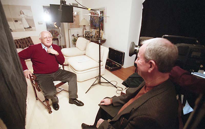 Holocaust survivor and producer of &lt;em&gt;Schindler’s List&lt;/em&gt; Branko Lustig sits down with interviewer Gerald Molen to record the 50,000th Shoah Foundation testimony, 1999.