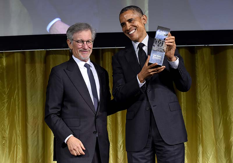 President Barack Obama receives the USC Shoah Foundation’s Ambassador for Humanity Award, 2014.