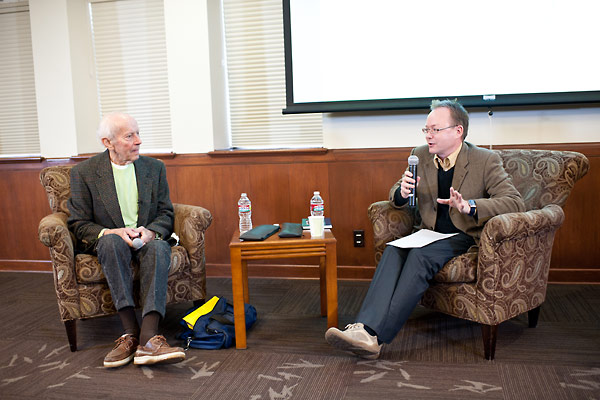 USC Shapell-Guerin Chair in Jewish Studies, Dr. Wolf Gruner, moderates the discussion with Curt Lowens.