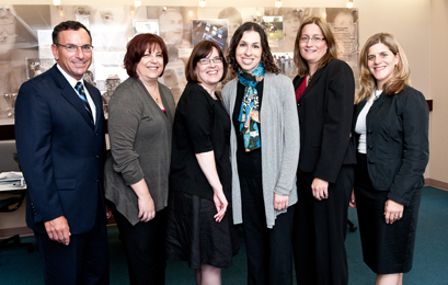 From left:  Steven Klappholz, Institute Executive Director of Development; Sherry Bard, Institute Project Director of Educational Programs; Sharyn Goodson, Leichtag Family Foundation; Charlene Seidle, Jewish Community Foundation of San Diego; Sheila Hansen, Institute Senior Trainer and Content Specialist; and Kim Simon, Institute Managing Director.