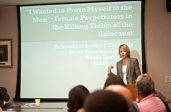 Wendy Lower, Ph.D., addresses USC students.