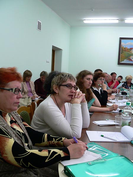 Educators from Belarus and Russia attend a seminar in Novogrudok, Belarus, on how to teach about the Holocaust, June 2008.