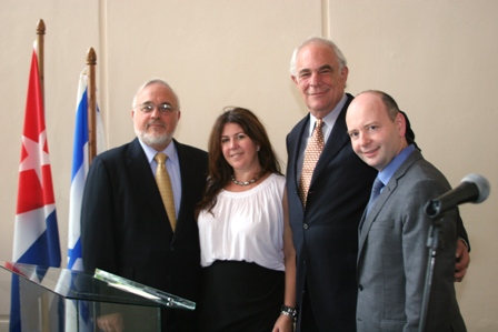 From left:  Rabbi Abraham Cooper, Associate Dean of the Simon Wiesenthal Center; Heather Maio, Conscience Display (Exhibit design company); Stan Falkenstein, President of the Jewish Cuba Connection; Stephen D. Smith, Executive Director of the USC Shoah Foundation Institute.