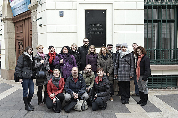 Polish participants of Teaching with Testimony in 21st Century professional development workshop in front of Central European University in Budapest.