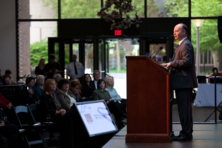 Stephen D. Smith, Executive Director of the USC Shoah Foundation Institute, addresses the audience at the launch event.