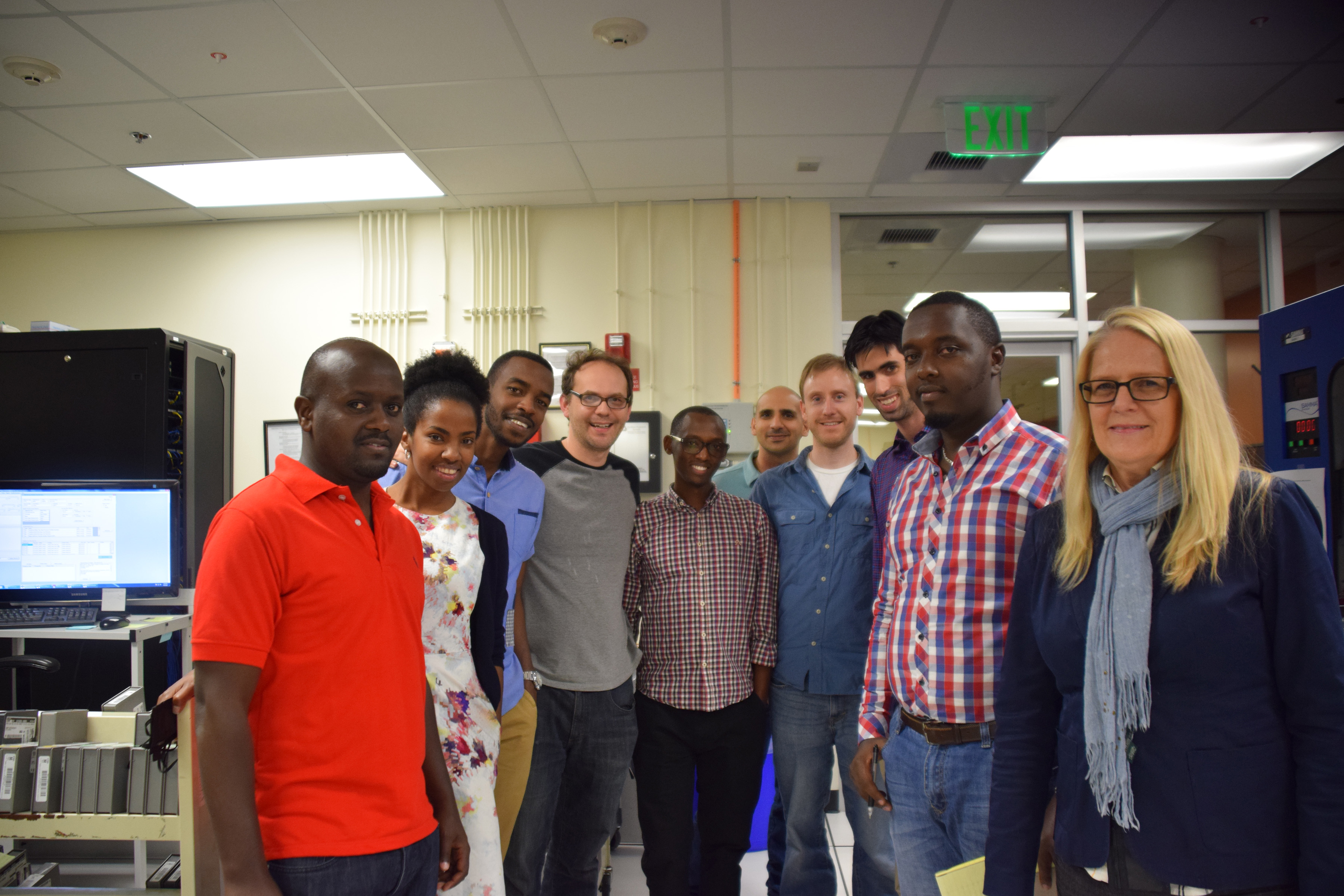 L-R: Clement Muhire; Consolée Uwamariya; Fabrice Musafiri; Ryan Fenton-Strauss; Patrick Nkubana; Shiraz Bhathena; Zachary Goode; Remington Dewan; Claver Irakoze; Anita Pace. 