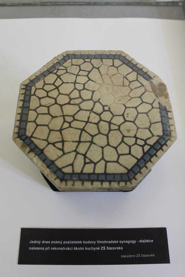 Floor tile, the only survivng piece of the Vinohrady synagogue