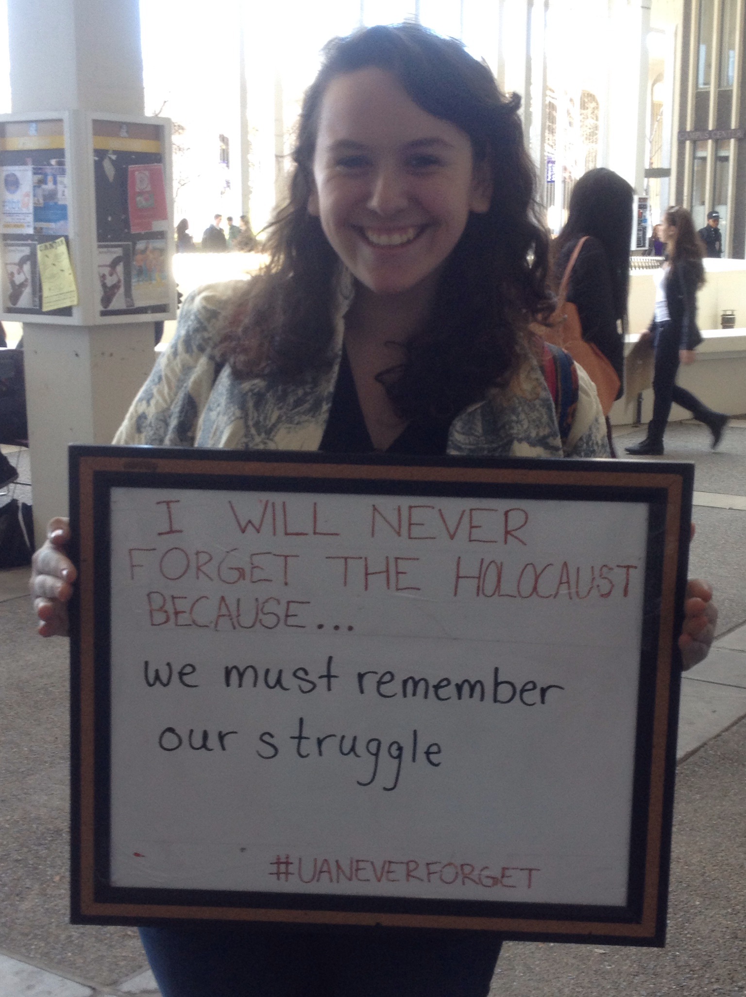University of Albany student participates in Hillel's Yom HaShoah commemoration. Photos courtesy UAlbany Hillel.  
