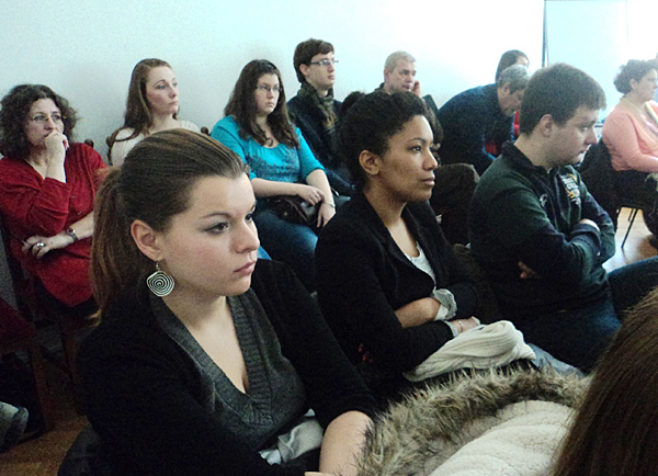 Audience at Szeged University, students and professors.