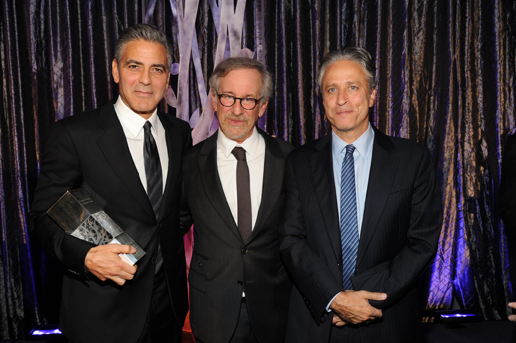 George Clooney, Steven Spielberg, and Jon Stewart