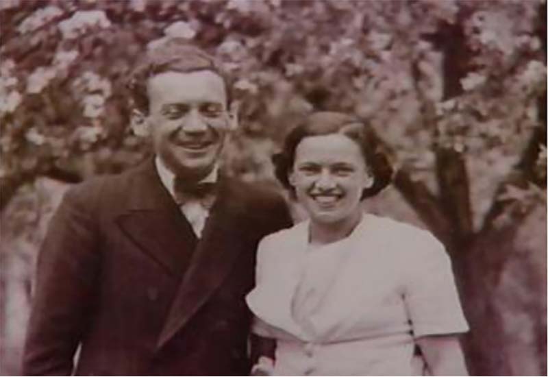 Mundek and Gerda Bürgenthal in their garden in Ľubochňa, Czechoslovakia.