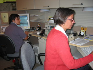 Above: Two members of the Archivio Centrale dello Stato&#039;s team of historians and archivists index testimonies at the Institute; the team indexed all of the Institute&#039;s Italian-language testimonies between 2002 and 2004.