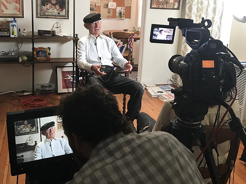 Holocaust survivor Joshua Kaufman gives his 2017 testimony to USC Shoah Foundation from his apartment in Los Angeles, California.