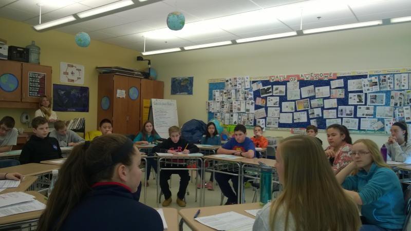 My class during their Socratic Seminar. 
