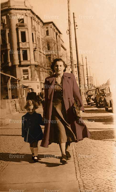 My grandmother, Mania Lichtenstein, walking in Berlin with my mother, Jeanie Bernstein, who was born in a DP camp, two years post liberation.
