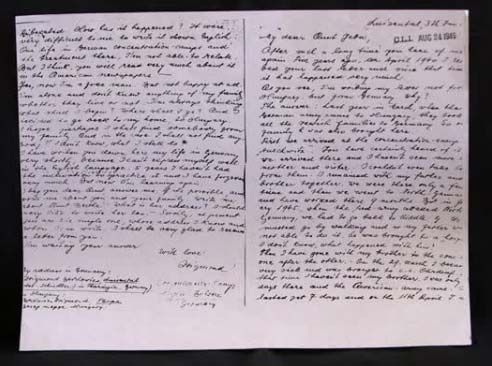 A letter that Sigmund wrote to his cousin in 1945