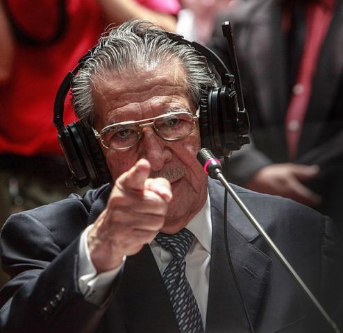 Ex General Efrain Rios Montt testifying during the trial. Photo: Elena Hermosa.