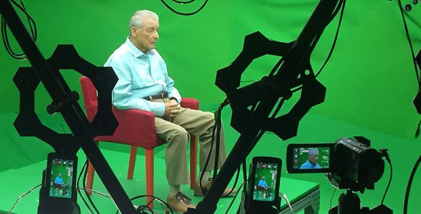 Aaron Elster during filming of his testimony for New Dimensions in Testimony