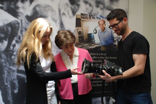 From Left: Karen Jungblut, director of research, Antoinette Hagopian, Hrag Yedalian, program administrator of audiovisual collections From Left: Karen Jungblut, director of research, Antoinette Hagopian, Hrag Yedalian, program administrator of audiovisual collections