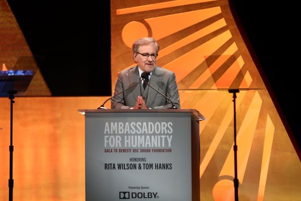USC Shoah Foundation founder Steven Spielberg delivers remarks at the 2018 gala.