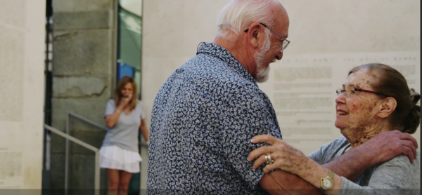 Alain Quatreville and Charlotte Adelman reunite after 75 years. (Facebook video productions)