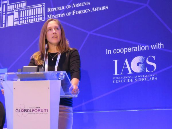 Sara Brown at the 3rd Global Forum Against the Crime of Genocide held earlier this month in Armenia.
