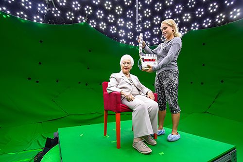 Renee Firestone filming her New Dimensions in Testimony interview