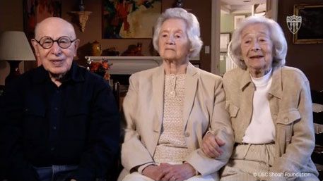 (L-R) Gerson Leiber, Judith’s husband, Judith Leiber and her sister, Eva Ecker, during their interview on May 17, 2013