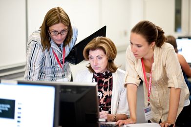 The Teaching with Testimony workshop offers professional development training that centers on the educational use of testimony from the Institute's Visual History Archive. (Photo by Kim Fox)