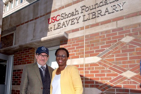 Founder Steven Spielberg with USC Interim President Wanda Austin at the opening ceremony