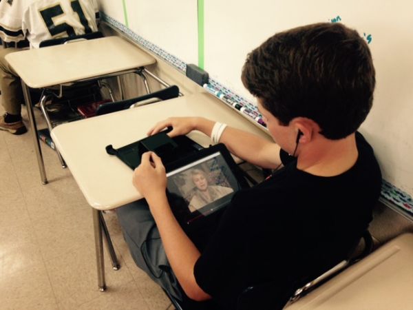 One of my students engaging with testimony in IWitness.